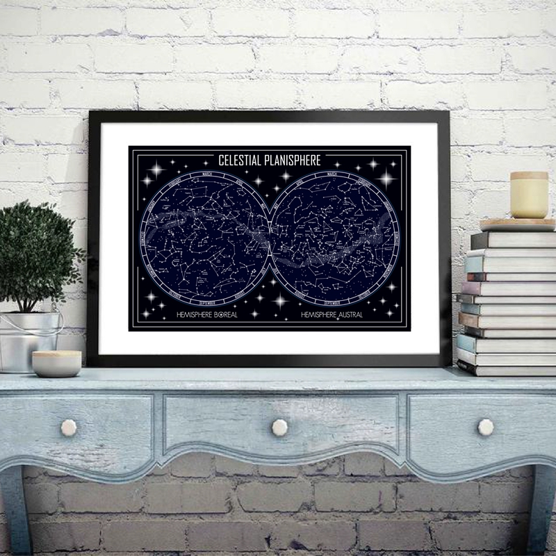 Star Map Poster - Göksel Planisfer Haritası Tuval Poster Baskılar