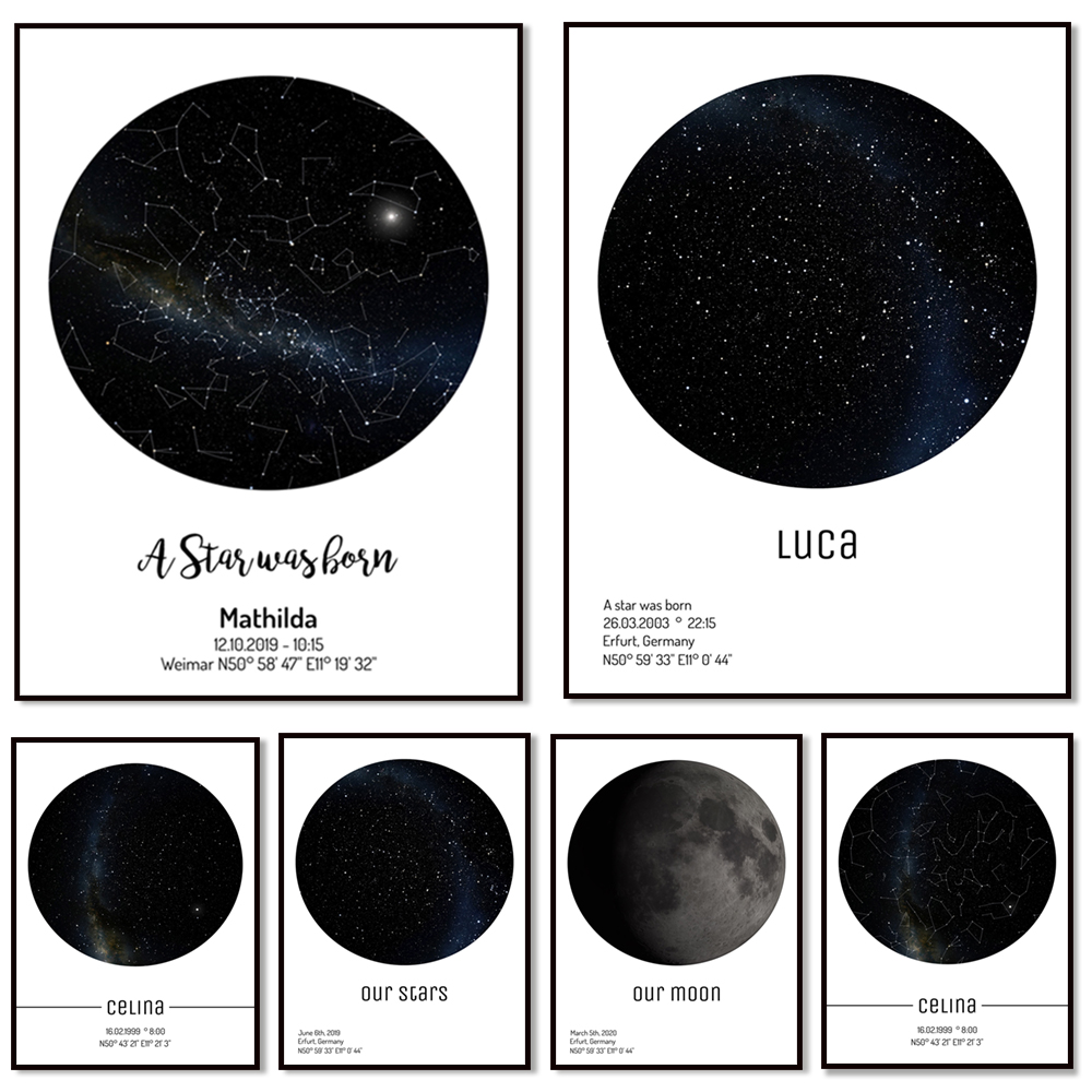 Ay evreleri yapay izlenim-yıld - Star Map Poster incelemesi ve fiyatı